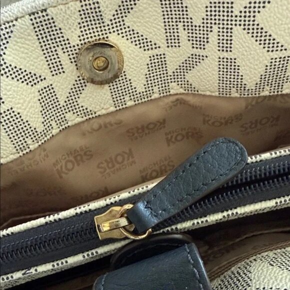 Michael Kors MK Monogram Satchel with Chain Strap Detail - Picture 9 of 12